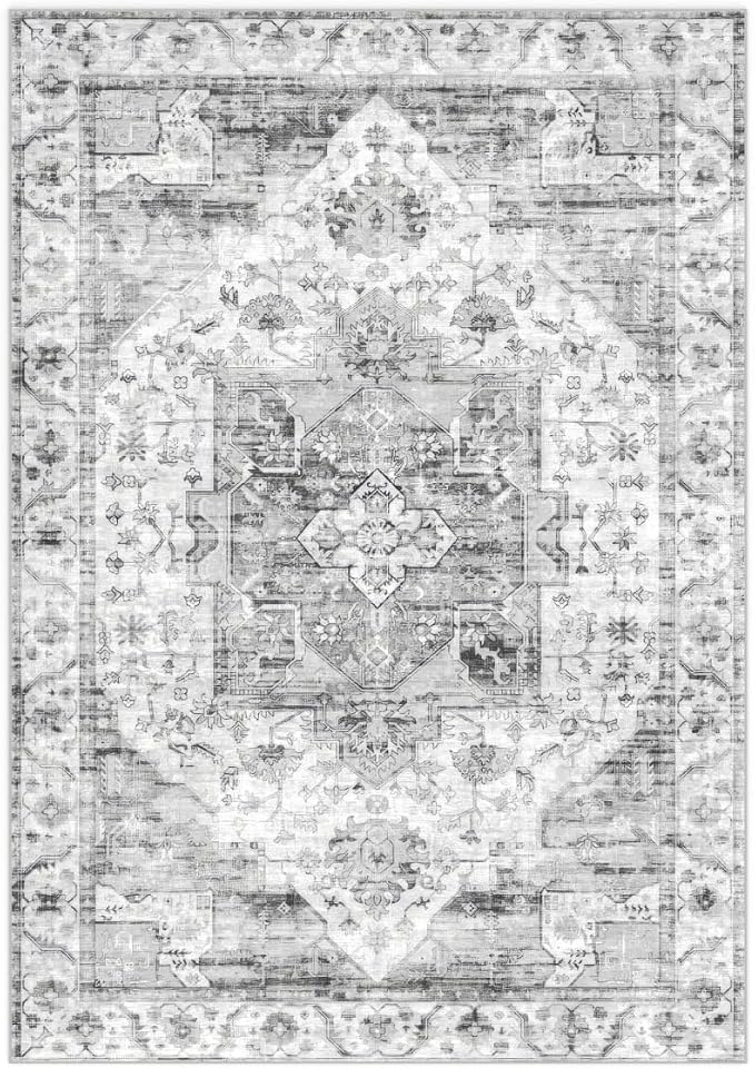 6x9 Area Rug for Living Room-Vintage Farmhouse Boho Floral Washable Stain - Image 5