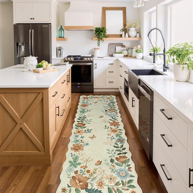 Lahome Floral Washable Runner Rug, Boho Ultra-Thin Kitchen Runners - Image 3