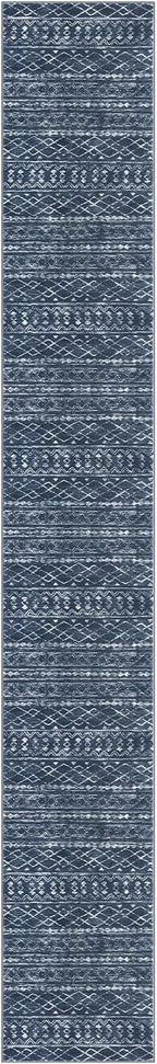KUTA Moroccan Washable Runner Rug 2.6x18 Non-Slip Vintage Navy Blue Boho - Image 8