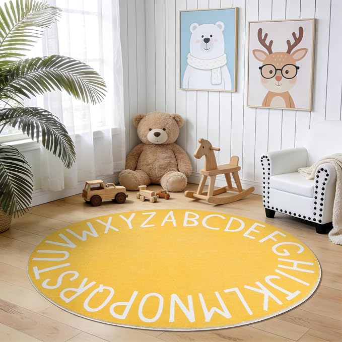 Topotdor Oval Kids Play Rug Alphabet Nursery Area Rug Extra Large Soft Crawling by Topotdor