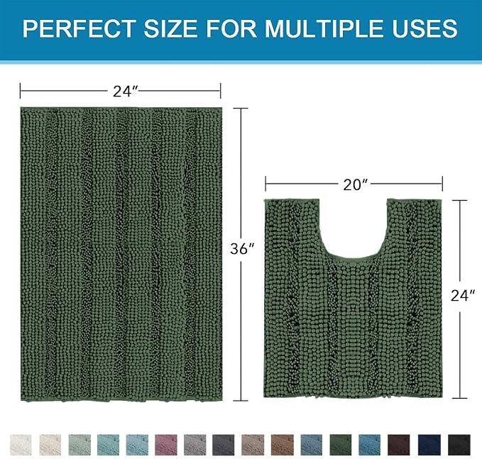 H.VERSAILTEX Bathroom Rugs Bath Rug Set 2 Piece Bathroom Contour Rug Toilet Mat - Image 2