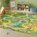 3x5ft Kids Animal Adventure Play Rug by Bildenly