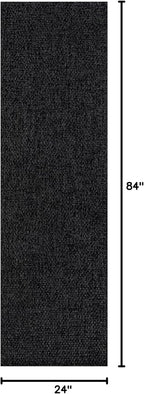 CAMILSON Indoor and Outdoor Runner Rug Dark Gray Black Solid Boho Woven Design - Image 2