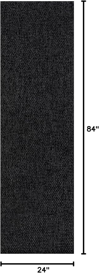 CAMILSON Indoor and Outdoor Runner Rug Dark Gray Black Solid Boho Woven Design - Image 2