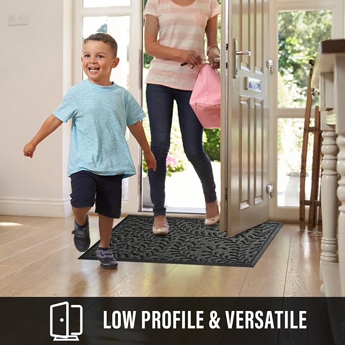 HIYARD Front Door Mat, Absorbent Dirt Trapping Welcome Door Mat Indoor Outdoor - Image 5