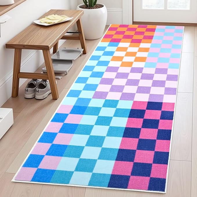 Terrug Multicolored Checkered Area Rug - Image 3