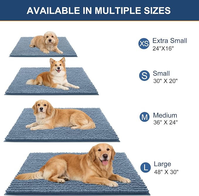 OLANLY Dog Door Mat for Muddy Paws 59x35, Ultra Absorbent Chenille Mud Doormat - Image 2