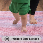Soft Runner Rugs for Bedroom Hallways, 2x6 Abstract Pink Fluffy Shag Throw Area - Image 7