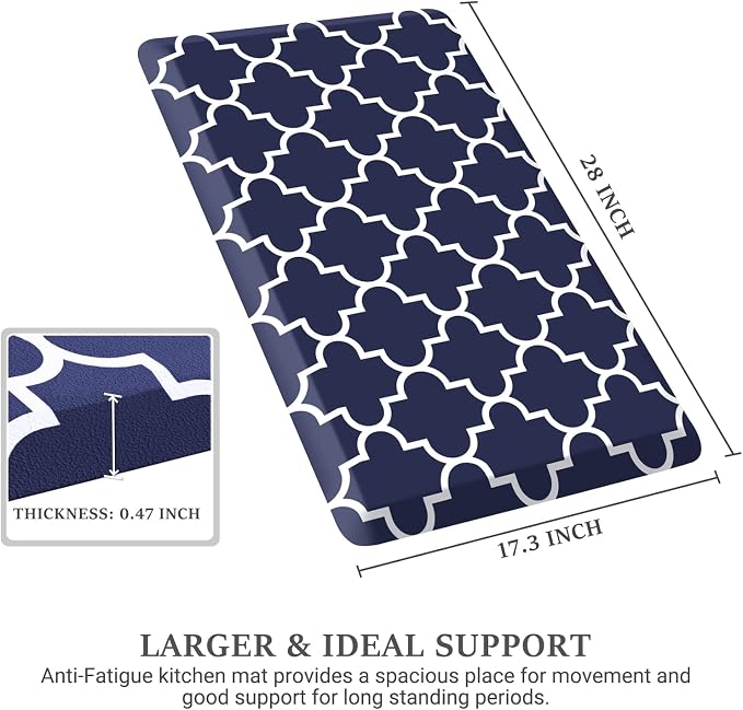 WISELIFE Kitchen Runner Rugs Anti-Fatigue mats, 17.3"x 28", Non Slip Waterproof - Image 2