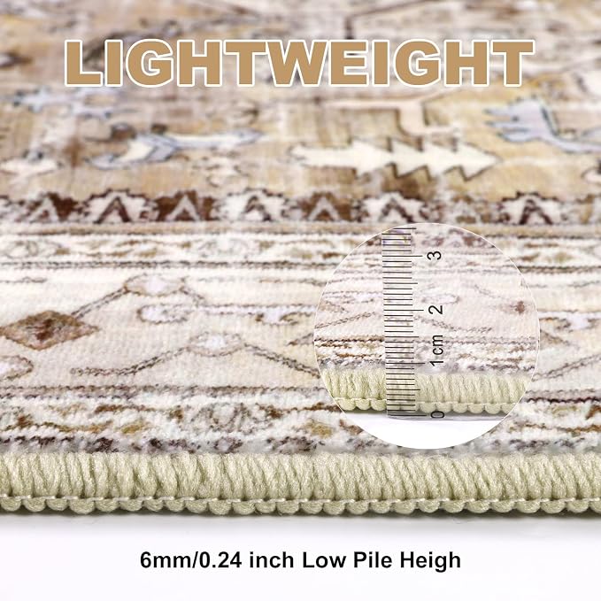 Yamaziot Area Rug 9x12, Non-Slip Washable Boho Vintage Living Room Bedroom Rug - Image 5