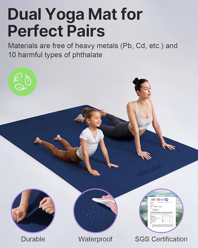 YOTTOY Large Yoga Mat, Extra Wide TPE Exercise Mat, Non-Slip Workout Mat - Image 5
