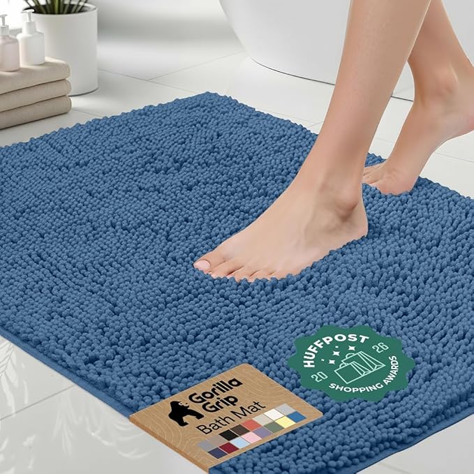 GORILLA GRIP Bath Rug Mat 48x17, Thick Soft Absorbent Chenille, Quick Dry by Unknown