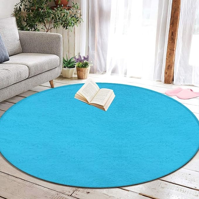 Machine Washable Modern Round Area Rug, Room Sofa Yoga Soft Round Carpet - Image 5