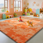 Mottling Orange Fluffy Rug Shag Area Rug, 8x10 Area Rugs by Yongyangjuxi