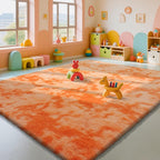 Mottling Orange Fluffy Rug Shag Area Rug, 9x12 Area Rugs by Yongyangjuxi