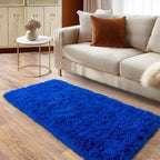 Soft Runner Rugs for Bedroom Hallways, 2x4 Royal Blue Fluffy Shag Throw Area - Image 2