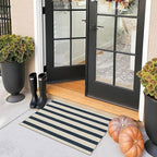 Blue and White Striped Outdoor Rug - Image 4