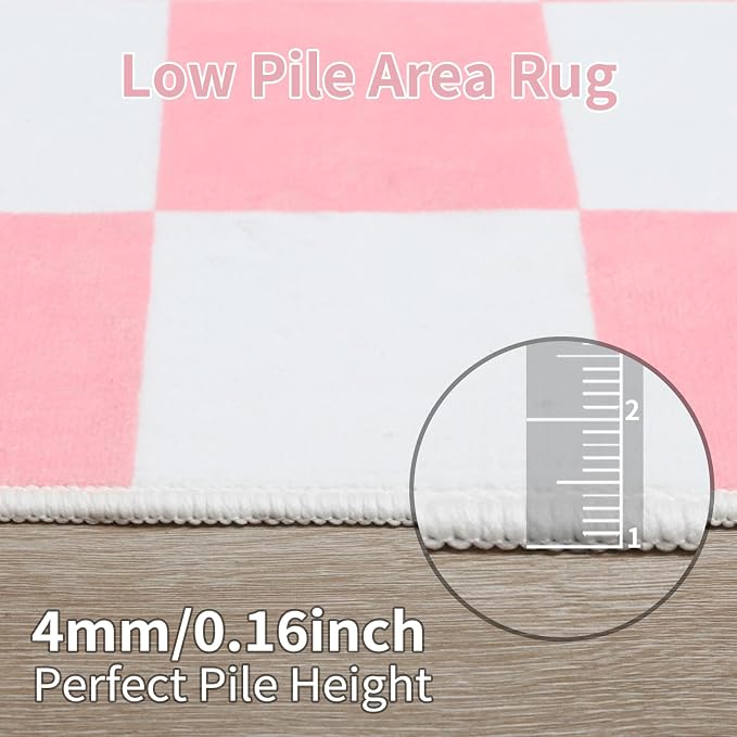 Terrug Pink and White Checkered Rug - Image 7
