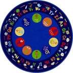 Classroom Round Rug, 6×6Ft ABC Rugs by Bodoniy