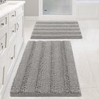 Non Slip Thick Shaggy Chenille Bathroom Rug Mat Set Extra Soft and Absorbent by HVERSAILTEX