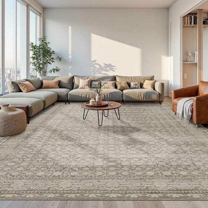 10x14 Washable Area Rug for Living Room, Extra Large Neutral Vintage Boho Rugs - Image 9