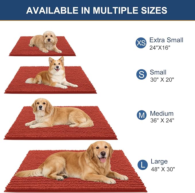 OLANLY Dog Door Mat for Muddy Paws 44x24, Ultra Absorbent Chenille Mud Doormat - Image 2