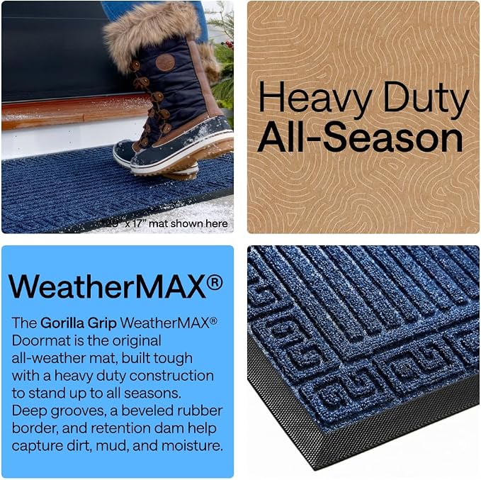 GORILLA GRIP 100% Waterproof All-Season WeatherMAX Doormat, US Designed Natural - Image 3