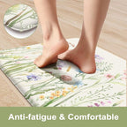 KIMODE Kitchen Mats Cushioned Anti Fatigue, Summer Farmhouse Flower Kitchen - Image 3