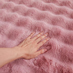 Dusty Rose Rabbit Plush Rug 2'x3', Fluffy Faux Fur Shaggy Area Rug - Image 6