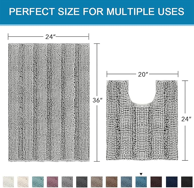 H.VERSAILTEX Bathroom Rugs Bath Rug Set 2 Piece Bathroom Contour Rug Toilet Mat - Image 2