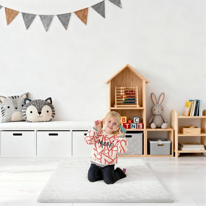 Cream White Rugs for Bedroom, 2x3 Fluffy Area Rugs for Living Room, Small Fuzzy - Image 7