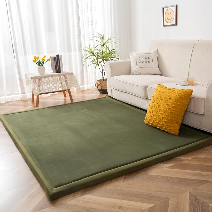 MAXYOYO Coral Velvet Area Rug, Thick Japanese Tatami Mat Living Room Carpet by MAXYOYO