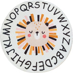 Poowe ABC Lion Kids Room Rug, 39.4" Round Washable Area Rugs - Image 2