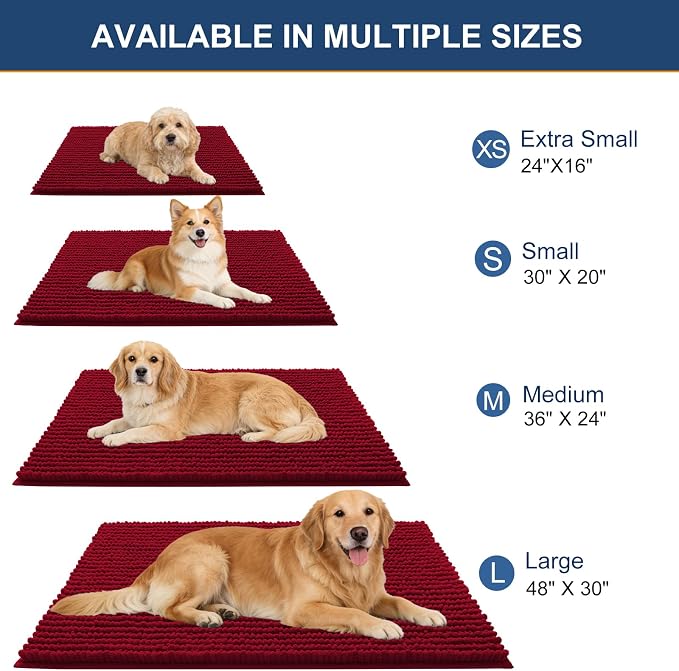 OLANLY Dog Door Mat for Muddy Paws 24x16, Ultra Absorbent Chenille Mud Doormat - Image 2