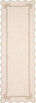 GarveeHome Scalloped Bow Rug for Living Room, Solid Beige Rug for Dorm - Image 4