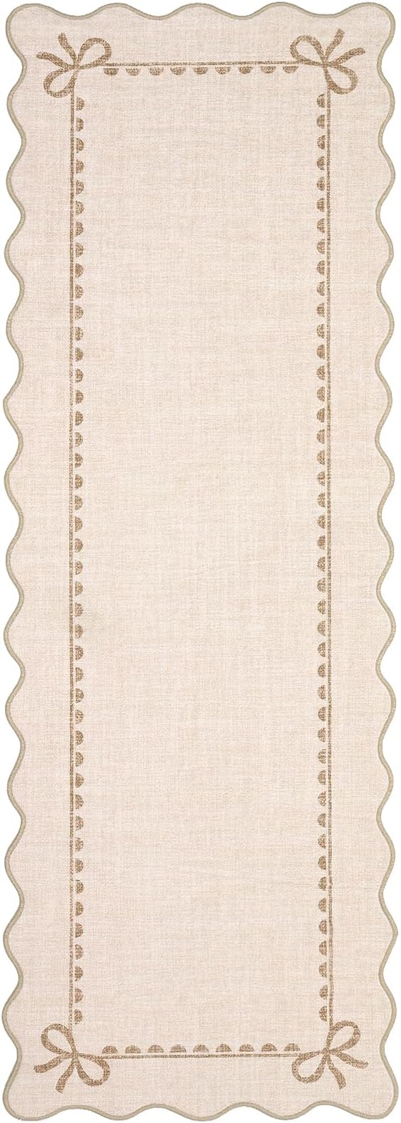 GarveeHome Scalloped Bow Rug for Living Room, Solid Beige Rug for Dorm - Image 4