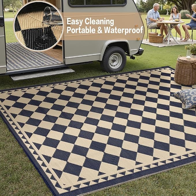 HUGEAR Outdoor Rug for Patios Clearance, Waterproof Mat, Large Outside Carpet - Image 5