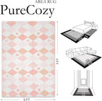 PureCozy Checkered Rug 5x7 Fluffy Shag Living Room Pink Area Rug Modern - Image 2
