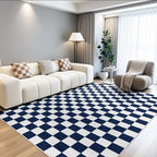 Terrug Navy and White Checkered Rug by TerrugHomeDecor