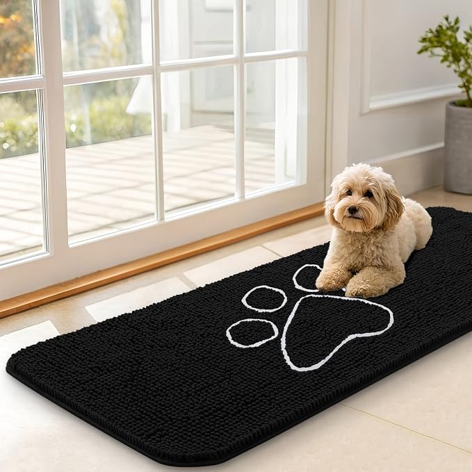 OLANLY Dog Door Mat for Muddy Paws 47x17, Paw Print Design, Absorbs Moisture by OLANLY