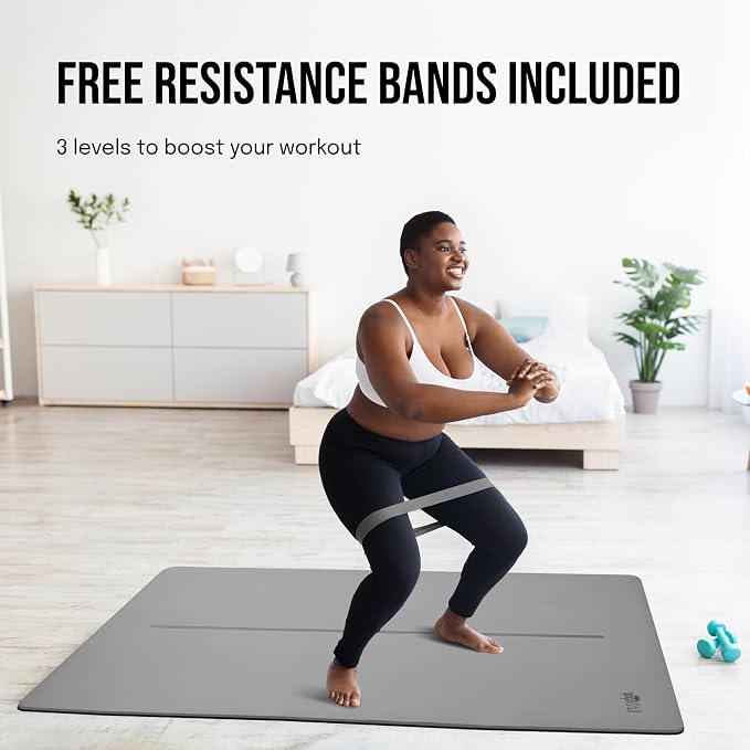 Gogokiwi Large Yoga Mat – 1/4" & 1/2" Thick Exercise Mats - Image 4