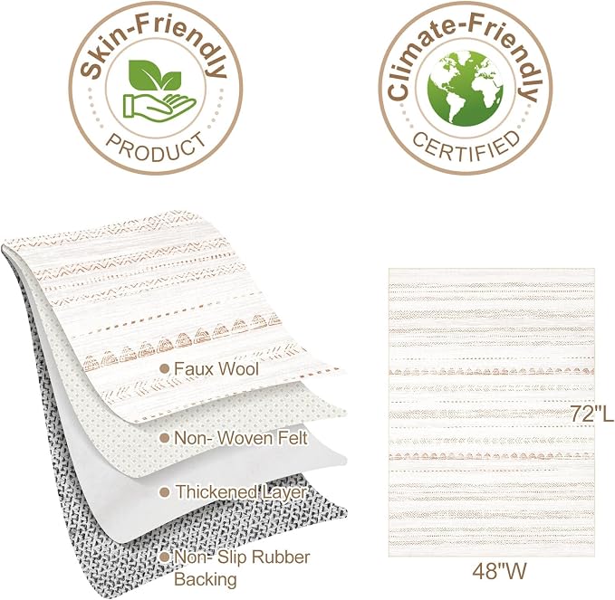 Nakagishi Area Rug Living Room Rugs: 3x5 Soft Machine Washable Boho Neutral - Image 3