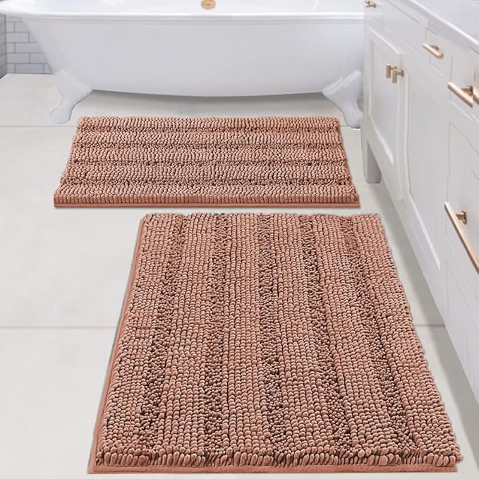 H.VERSAILTEX 2 Piece Set Bathroom Rugs Bath Mats Sets Super Absorbent Chenille by HVERSAILTEX