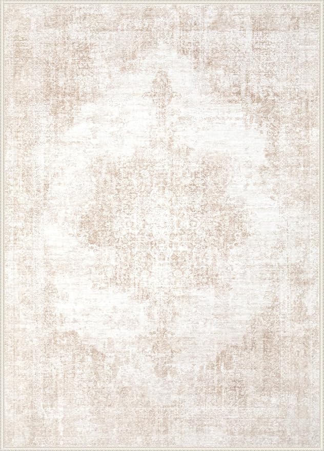 Area Rug 9x12 Vintage Rugs: Large Washable Living Room Rug Retro Medallion - Image 9