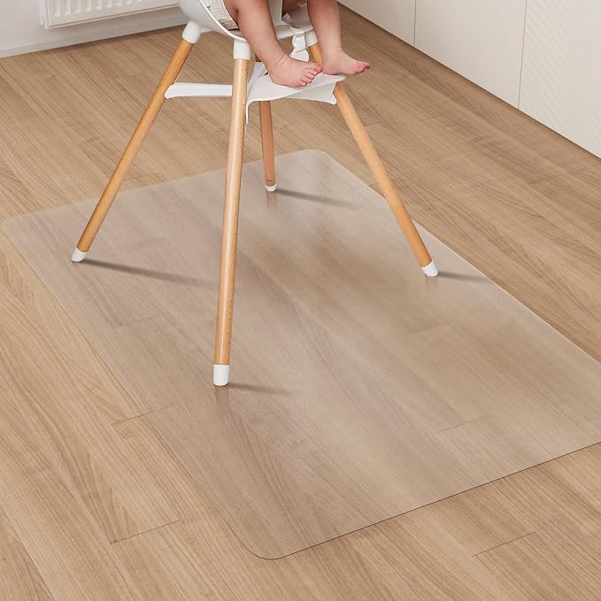 Clear Plastic Area Mat for Under High Chair, Anti-Spill Hard Floor Protector by ZPAIAreaFloorProtector