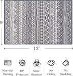 Outdoor Rug Carpet 9X12 ft, Flatweave Textured Outdoor Patio Rug Non Slip - Image 2