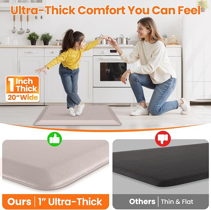 Kitchen Mats for Floor, 1 Inch Extra-Thick Kitchen Rugs, Non-Slip & Waterproof - Image 6