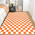 Terrug Orange and White Checkered Rug by TerrugHomeDecor
