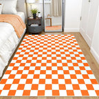 Terrug Orange and White Checkered Rug by TerrugHomeDecor