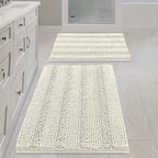 Non Slip Thick Shaggy Chenille Bathroom Rug Mat Set Extra Soft and Absorbent by HVERSAILTEX